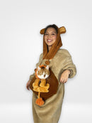 Cozy wearable blanket hoodie with cat pocket displayed in a home environment, emphasizing comfort and style.