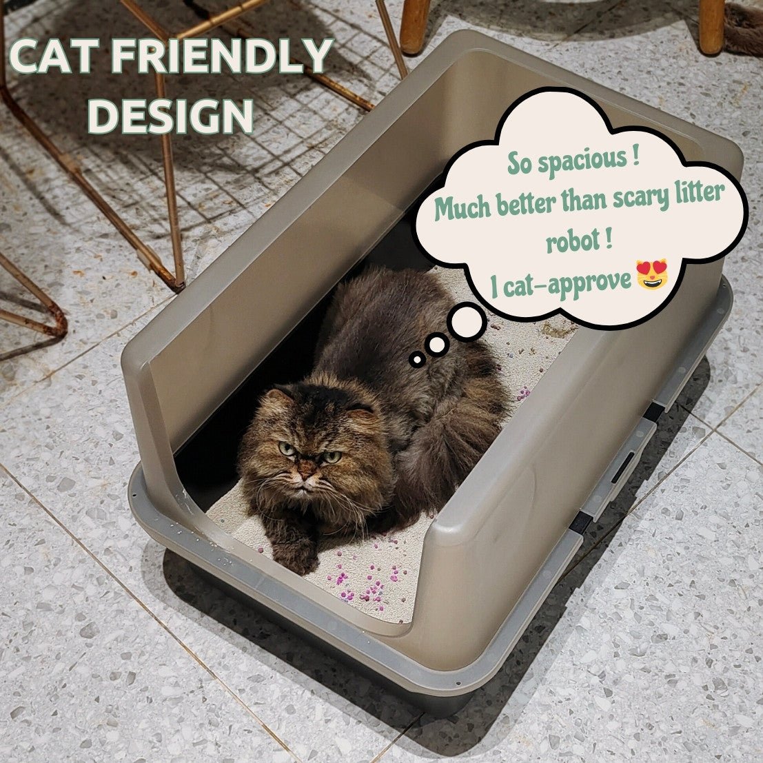 Chic design cat litter box with a barrier lid, providing a modern and elegant look for any home.