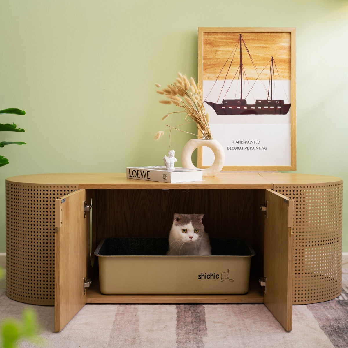 Large cat litter box enclosure best sale